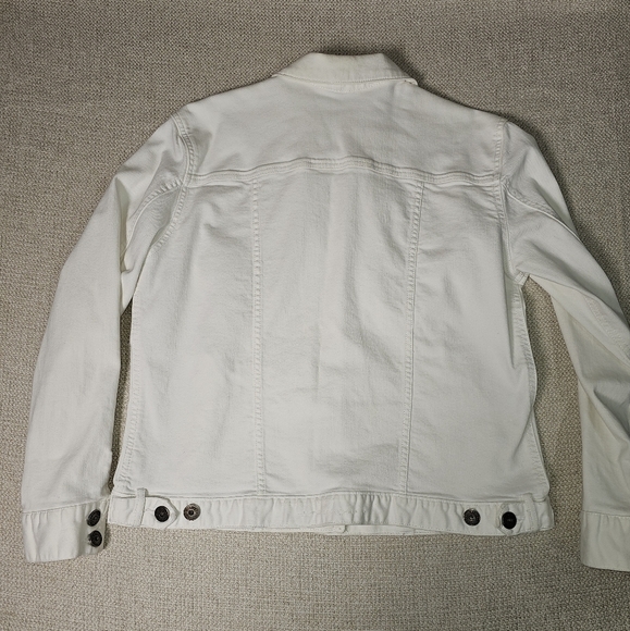 White Edie Bauer White Jean Jacket with Bronze Buttons Stretchy  XL - Picture 12 of 16